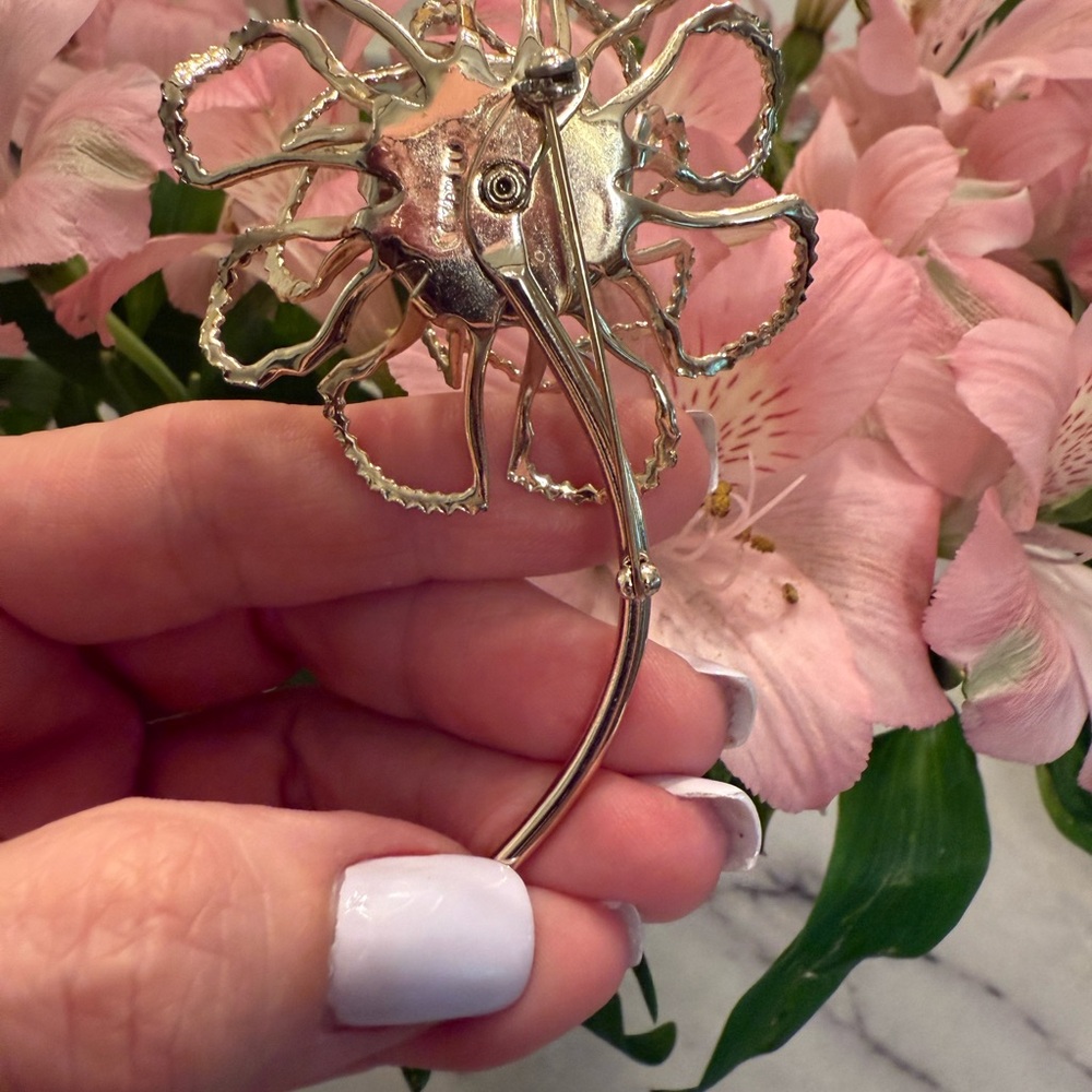 Sarah Coventry AB Crystal Gold Floral Brooch and Earring Set - Picture 5 of 6